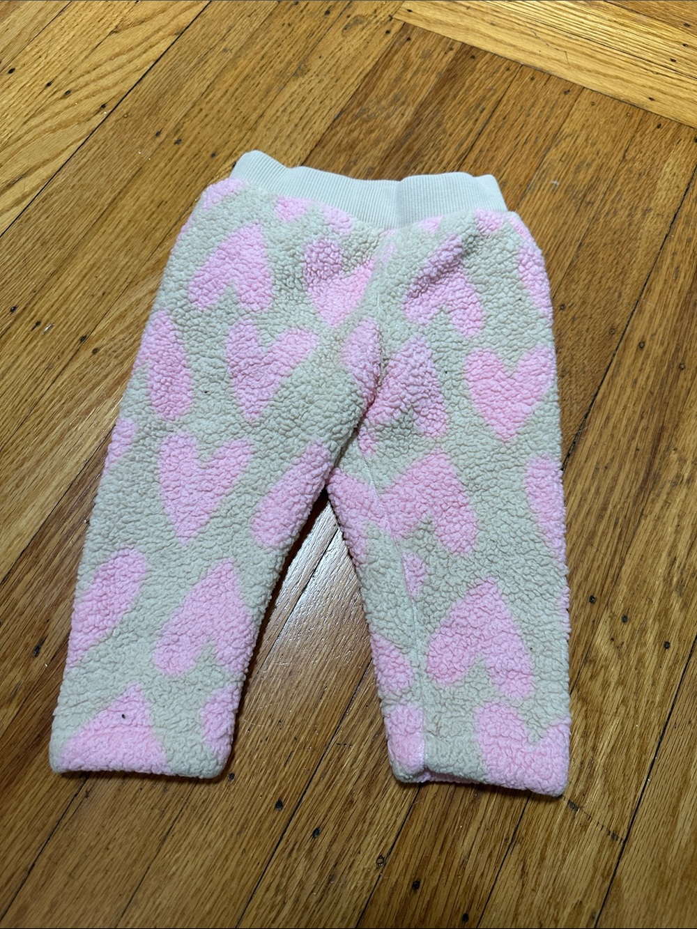 Hanna Andersson Cozy Heart Sherpa Baby Pants - Pink & Cream